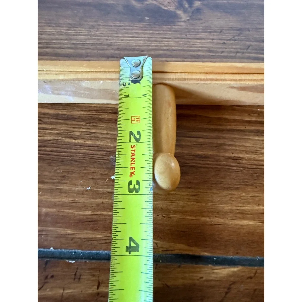 Vintage Wooden 3 Peg Wall Mount Coat Hat Rack Natural Wood Shaker Style 17.5